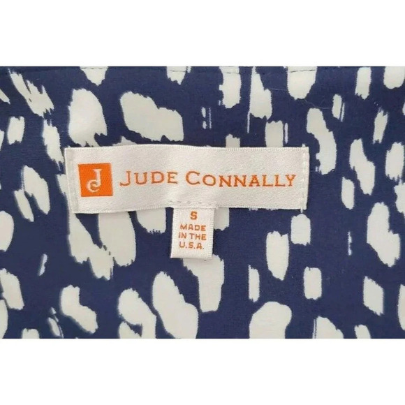 Jude Connelly Juliet Shift  Dress Sleeveless V Neck Navy White Abstract Small - Picture 5 of 6